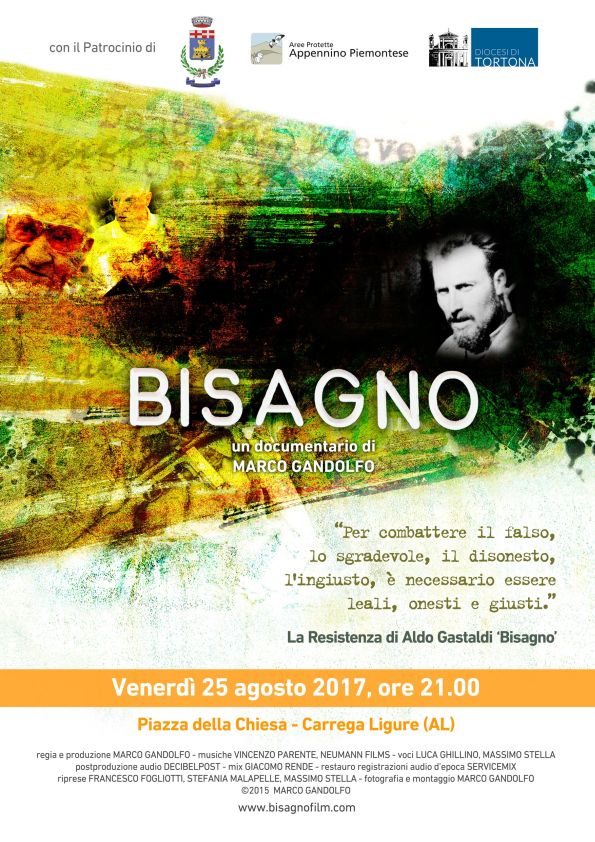 Proiezione "Bisagno", documentario di Marco Gandolfo. Venerd' 25 agosto, Piazza della Chiesa, Carrega Ligure
